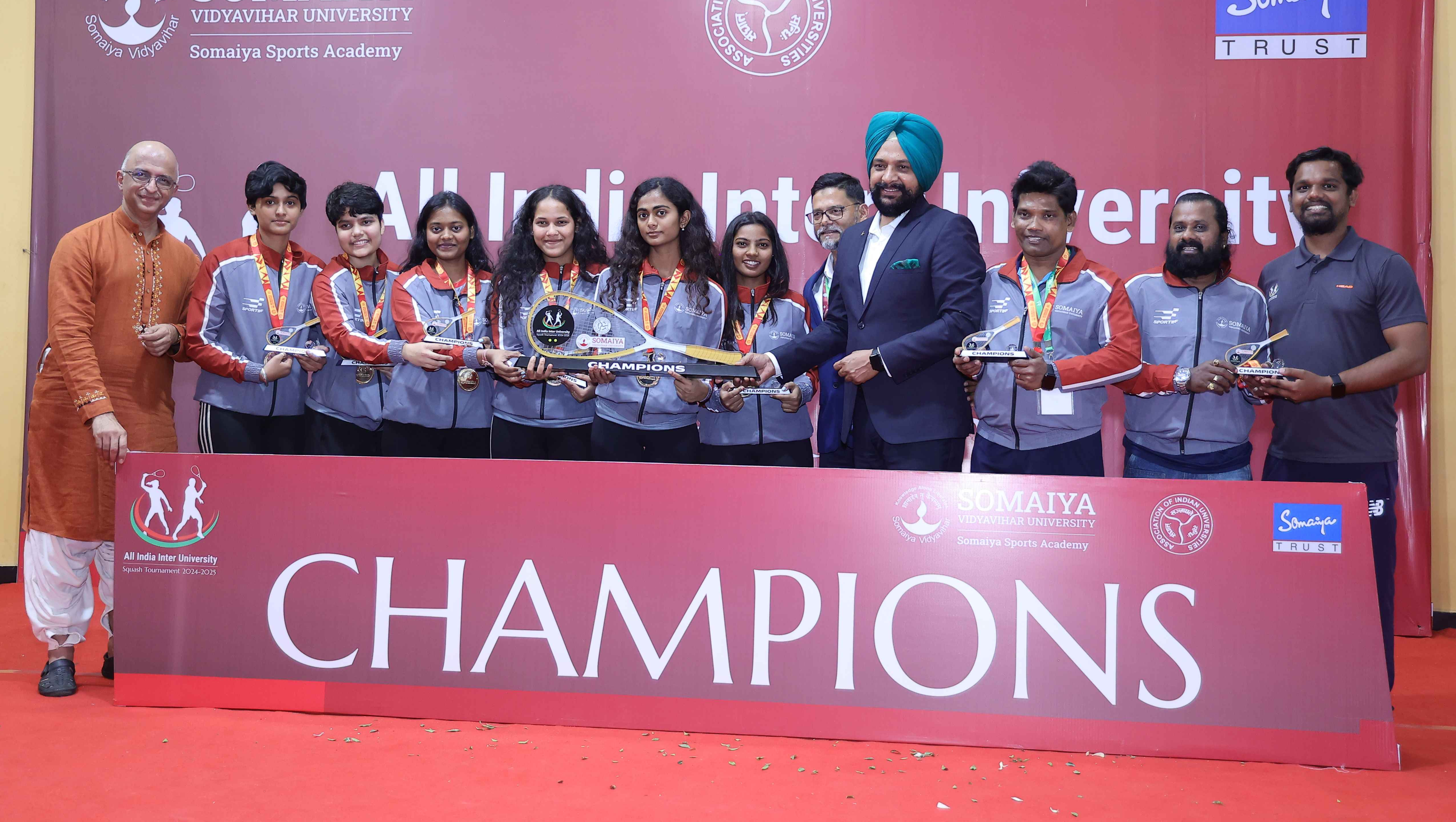 Somaiya Vidyavihar University Triumphs at AIU Inter-University Squash Tournament 2024-25